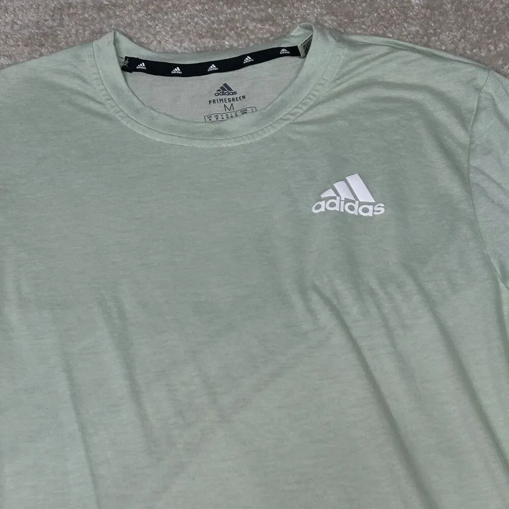Adidas T-Shirt Mens M Primegreen Aeroready Performance Short Sleeve Mint Logo